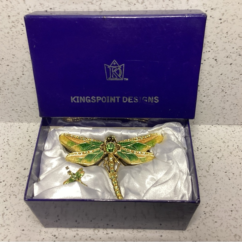 Dragonfly Bejeweled and Enameled Trinket Box by Kingspoint Designs